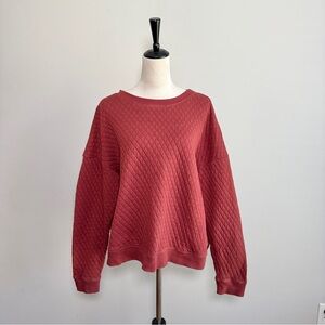 Garnet Hill Organic Cotton Quilted Crewneck Relaxed Pullover Sweatshirt XL